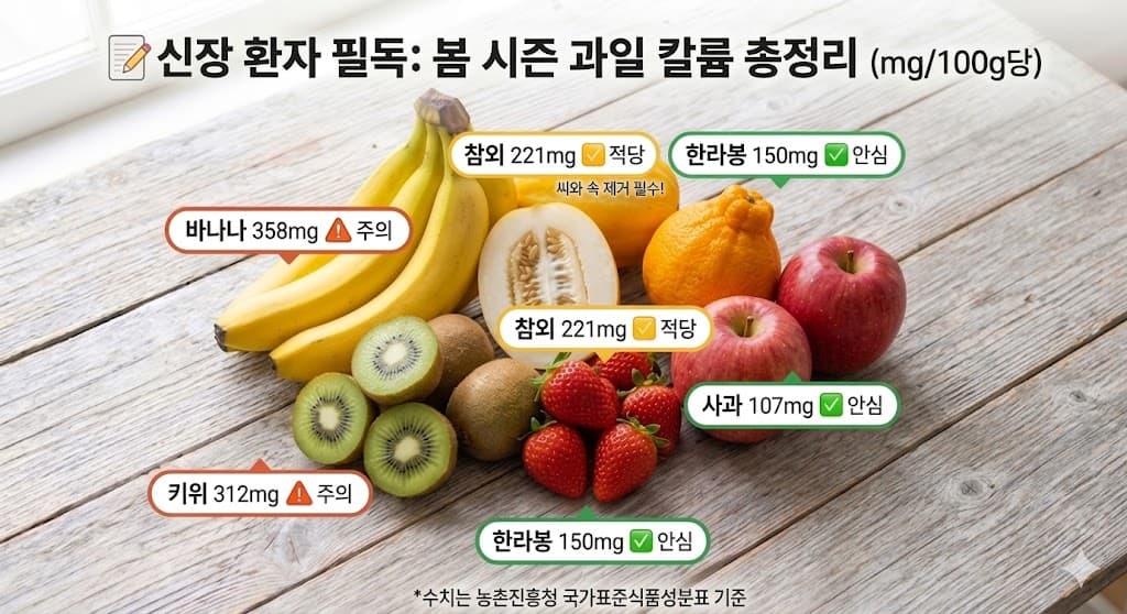 📝 봄 제철 과일 칼륨 총정리 (딸기, 한라봉, 참외, 바나나, 키위, 사과)
